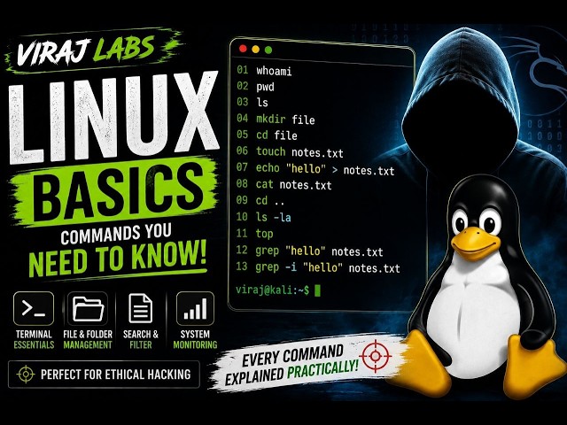 Linux Basics for Ethical Hacking 🔥 | 13 Essential Commands Every Beginner Must Know | Viraj Labs