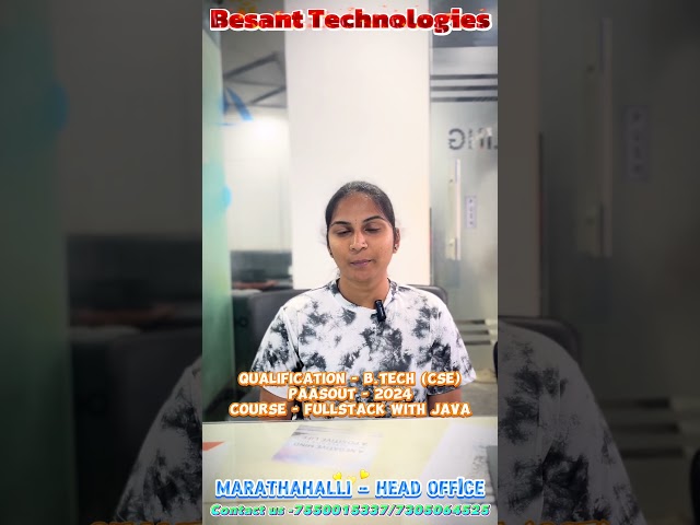 🥳 😍Miss.B V Disha🏅 got placed as Analyst/A4🎯 with 3 LPA👏 | Besant Technologies Marathahalli
