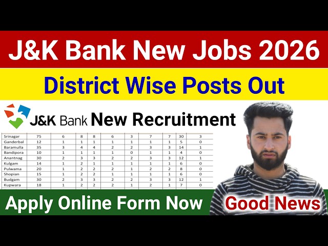 J&K Bank New Jobs 2026 🔥 - JK Bank New Posts District Wise | J&K New Jobs | J&K Bank Jobs 2026