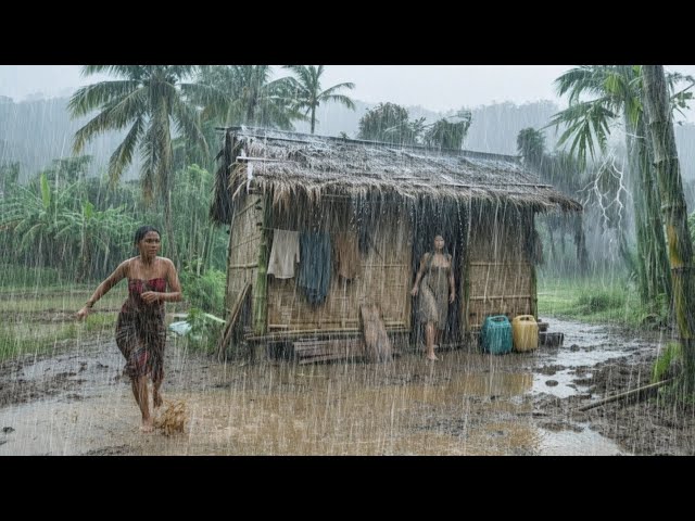 CAN YOU HANDLE THIS? ⛈️ Heavy rain and strong winds in rural Indonesia 🌧️⚡ Overcome insomnia