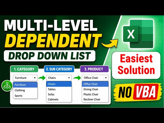 Multiple Dependent Drop Down Lists in Excel | No VBA