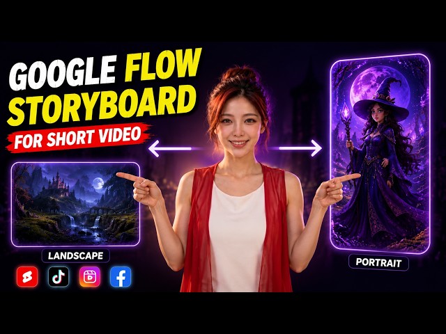 Google Flow Storyboard! How to Change Video Aspect Ratio for YouTube Shorts, TikTok, Reels & Face...