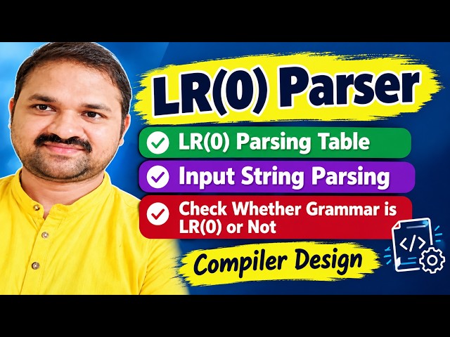 LR(0) Parser | LR(0) Parsing Table | Input String Parsing | Check Whether Grammar is LR(0) or Not