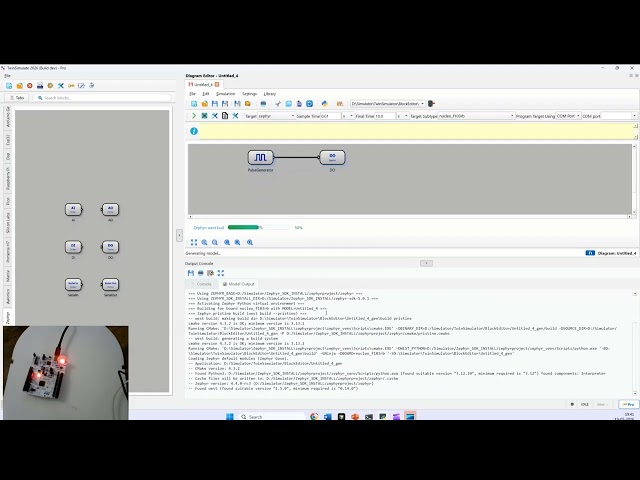 Model based development for Zephyr based Targets using TwinSimulate