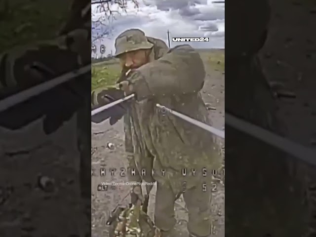 Russian Soldier Mistook Ukrainian Drone For a Friendly One #warinukraine