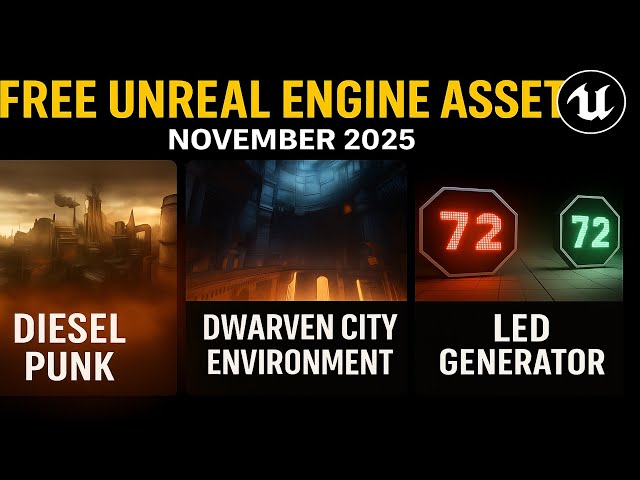 3 FREE Unreal Engine Assets You MUST Grab Now (KitBash3D DieselPunk + Fantasy City + LED Tool 2025)