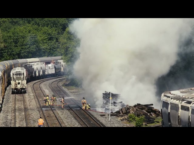 Fire Along the Railroad Tracks in London Ontario