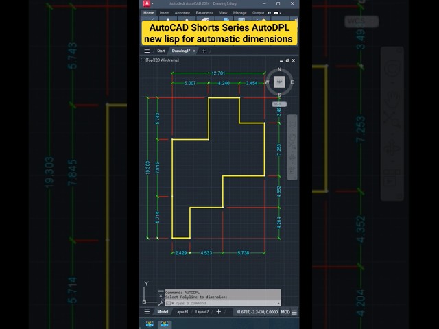 ✨CAD lisp Magic: Automatic Dimensioning! #autocad #AutoDPL