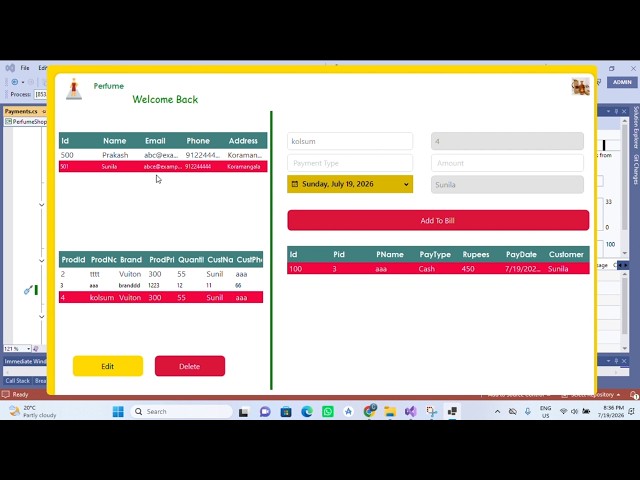 Perfume Shop Management System Using C# Mysql Server and Visual Studio
