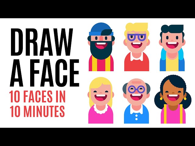 How To Draw A Face, 10 Flat Design Characters in 10 Minutes, Speed Drawing in Adobe Illustrator