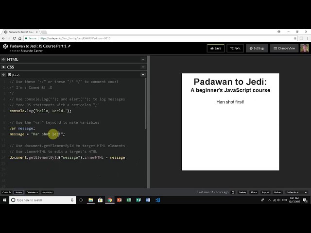 Learn JavaScript for Beginners - Padawan to Jedi Course Part 1