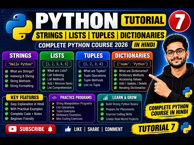 Python Strings | Lists | Tuples | Dictionaries | Tutorial 7