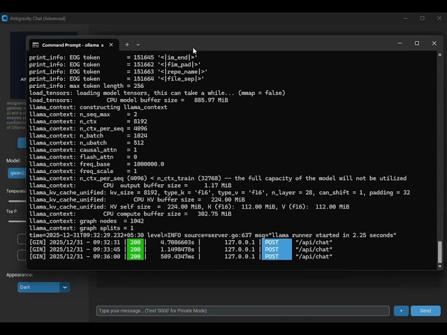Antigravity Built for ollama Chat box