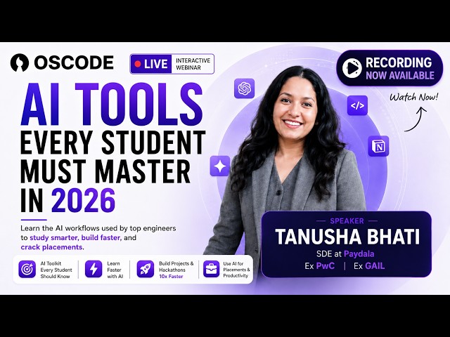 AI Tools Every Student Must Master in 2026 | Tanusha Bhati (Paydala, Ex PwC) | communityXLive