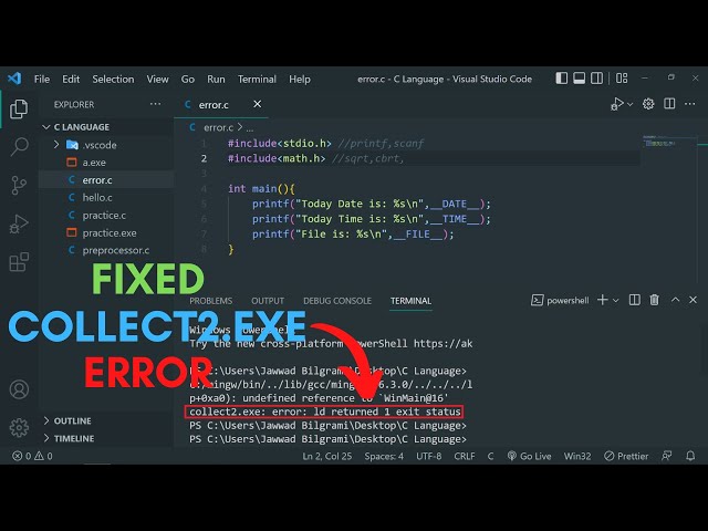 FIXED | Collect2.exe error id returned 1 exit status