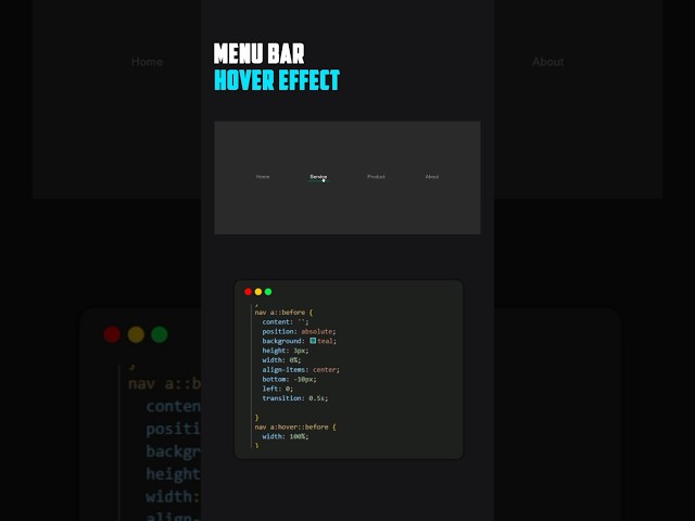 Smooth Underline Hover Effect | HTML & CSS Navigation Menu 🔥 #html #frontendcourse #cssanimation