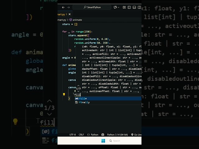 🌌✨ Milky Way Animation Using Python 🐍 | 250 Stars Moving in Space! #coding #python #animation