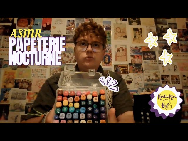 ASMR roleplay en français | Papeterie nocture | Chuchotements et tappings