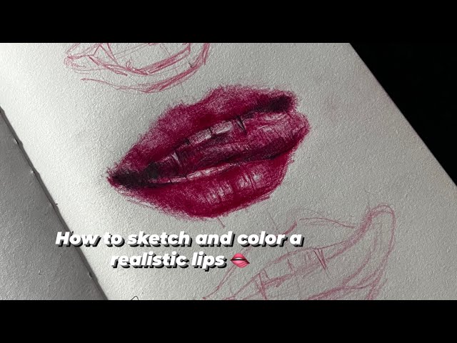 SKETCH WITH ME | sketching and coloring a realistic lips