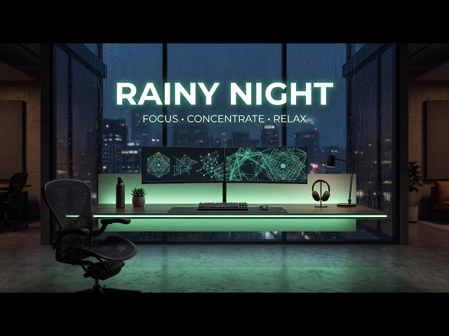 24/7 Rainy Night Focus Music | Ambient Music for Coding, Studying & Work