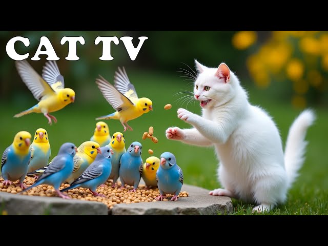 Terapia natural para gatos cuando están solos en casa: TV 4K para gatos con hermosos pájaros 😻🦜 S...