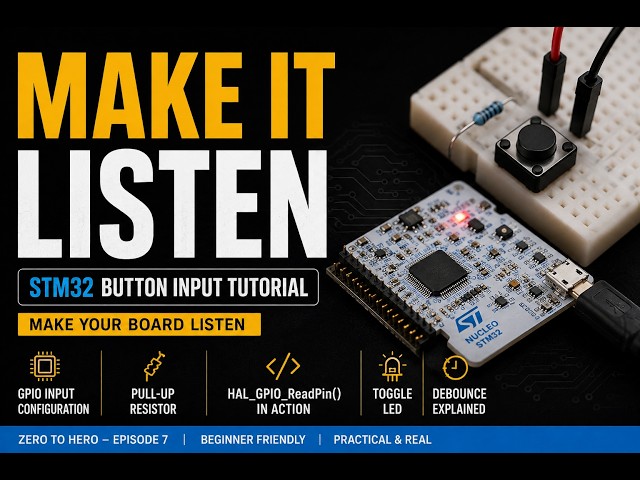 STM32 Button Input Tutorial — Make Your Board Listen | Zero to Hero #7