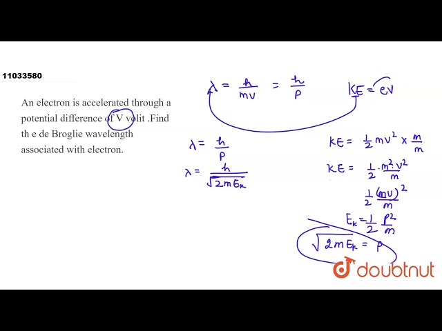 An electron is  accelerated through a  potential  difference of V volit .Find th e de  Broglie
