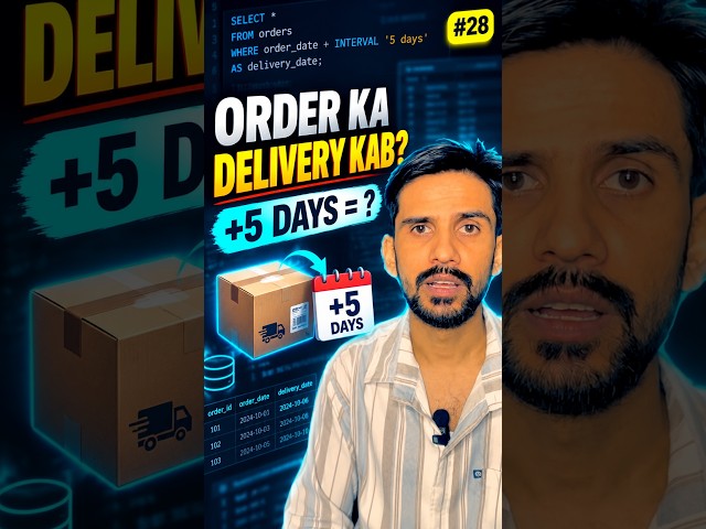 How to Calculate Order Delivery Date in SQL? 📦 +5 Days Trick! #Shorts #youtubeshorts #viral #sql