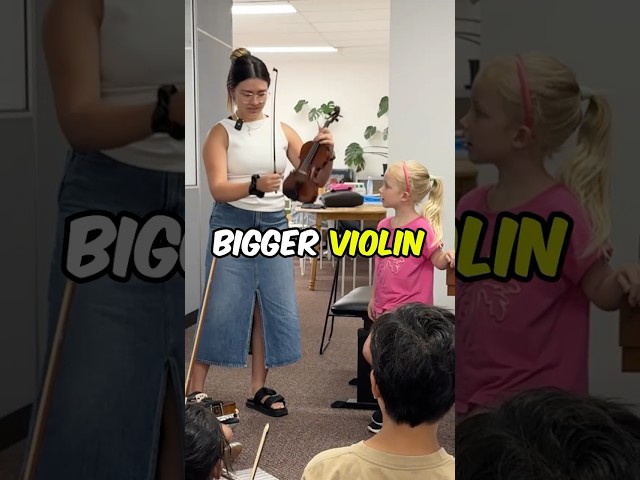 Teacher tries the SMALLEST violin! 🎻🤣 #violin #violinteacher #violinstudent #violinist #music