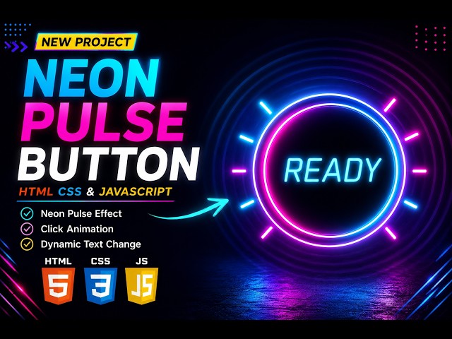 Neon Pulse Button Animation with HTML CSS & JavaScript | Beginner Project