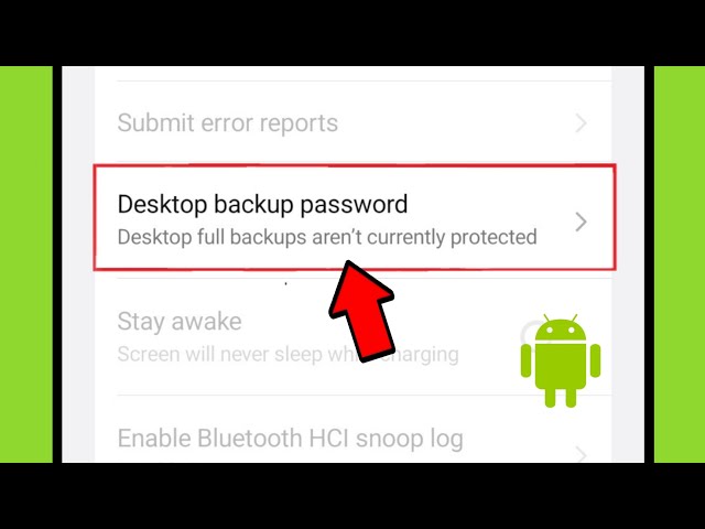 desktop backup password developer options | desktop backup password setting explained in android
