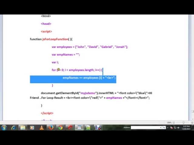 TAMIL FOR LOOP IN JAVASCRIPT DEMO
