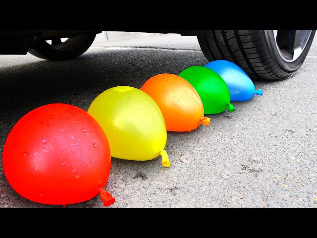 Crushing Experiments Video! &Car vs Crunchy Color Giant Toothpaste Balloons & Soft Things By Car 15
