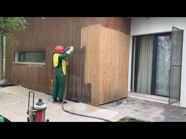 Curatare Reconditionare prin Sablare si Tratare Suprafata Casa, Cabana din Lemn - ProBlast