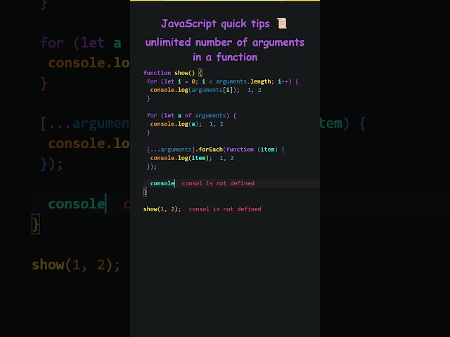JavaScript quick tips 📜 unlimited number of arguments in a function | JavaScript functions