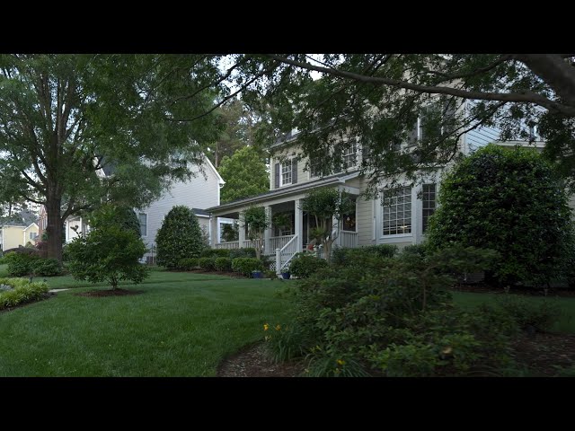 Spring Walk Through American Neighborhood at Sunset | Nature Sounds for Sleep and Study