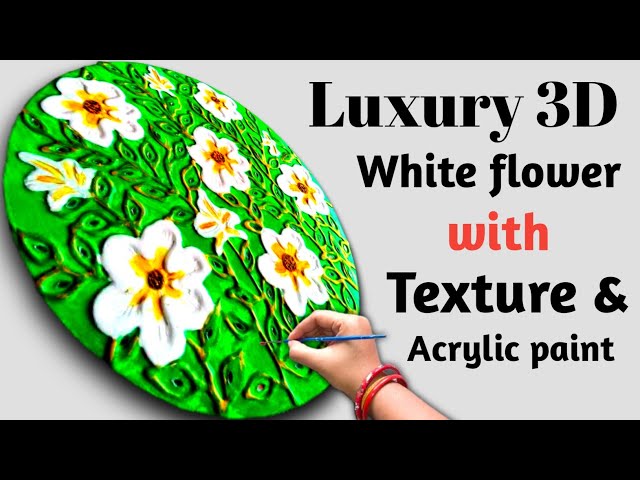 WALL PUTTY CREAFT-09 😲 Luxury 3D White Flower Wall Art Tutorial | Texture Paste & Acrylic Painting🌸🌿