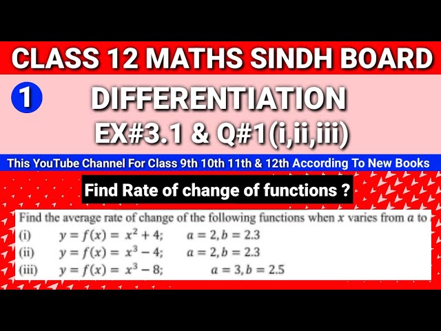 Class 12 Maths Unit 3 Exercise 3.1 Questions 1(i,ii,iii) • Class 12 Differentiation