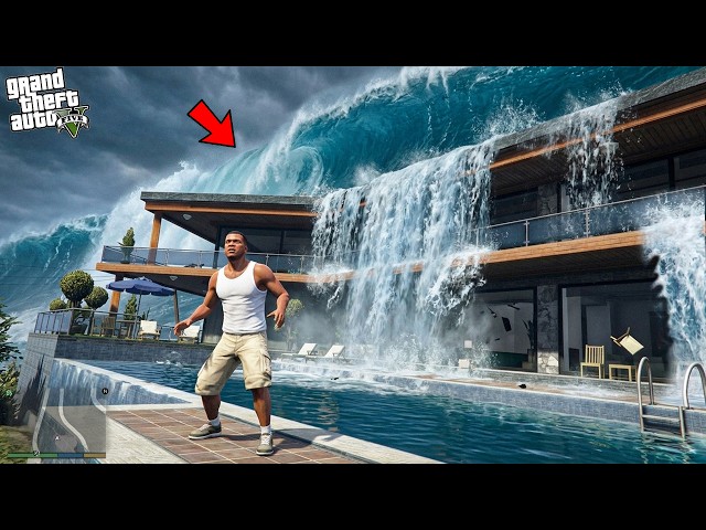Franklin Reached His House In Biggest Tsunami In Los Santos! (GTA 5 Mods)