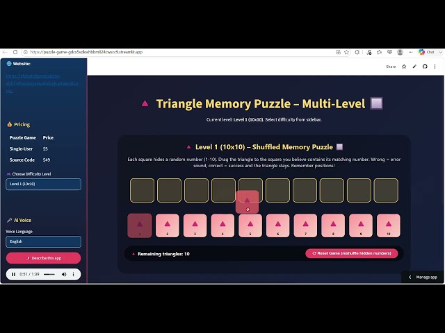 Triangle Memory Puzzle