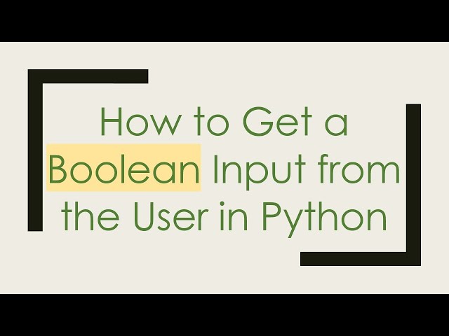 How to Get a Boolean Input from the User in Python