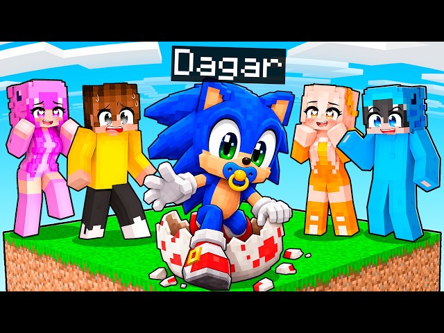 I Became BABY SONIC to TROLL My Friends on ONE CHUNK in Minecraft!
