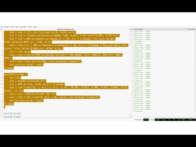 Simply Having Wonderful Sound Design (SuperCollider)