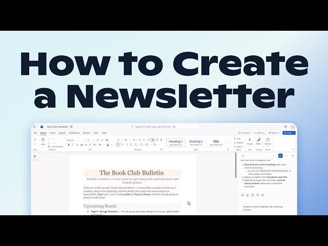 How to Create a Newsletter with Copilot in Word | Microsoft 365
