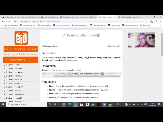 Programacion Algoritmica, Busqueda y Ordenamiento en C, funciones Callback