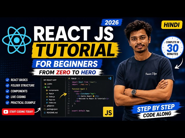 React JS Tutorial for Beginners in Hindi 🔥 | React Basics, Folder Structure & First Project (2026)