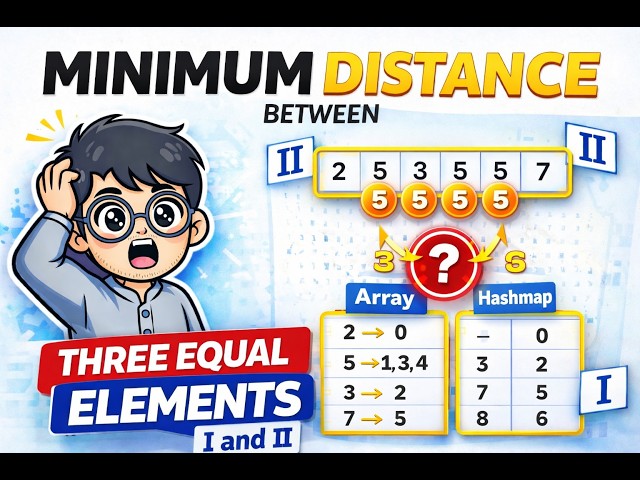 Minimum Distance Between Three Equal Elements I and II | Dry Run | LeetCode 3740 and 3741