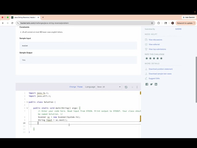 Hackerrank Java String Reverse