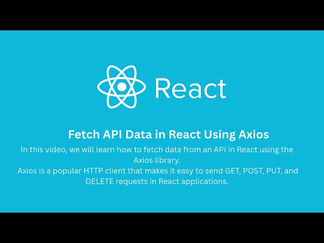 Fetch API Data in React Using Axios | Complete Beginner Tutorial