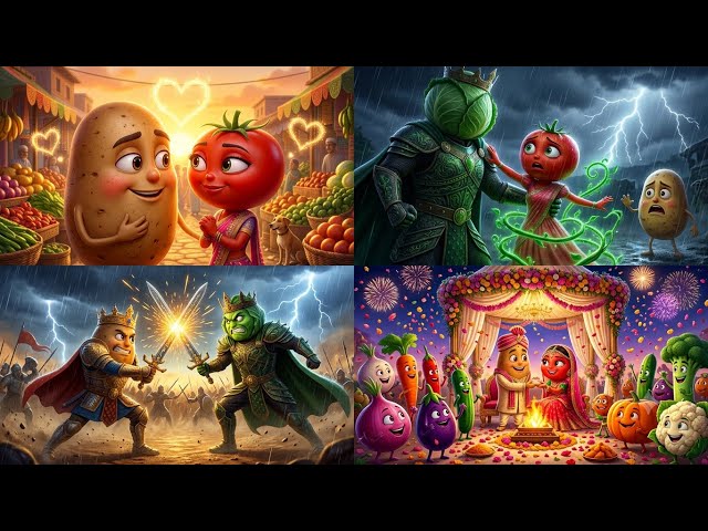 🥬 पत्ता गोभी Vs आलू ⚔️ सबसे बड़ी सब्ज़ियों की लड़ाई | Emotional Ending #Ai 